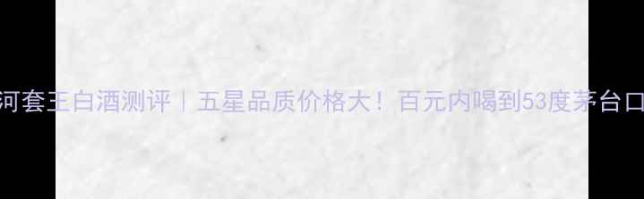 图片 36度河套王白酒测评｜五星品质价格大！百元内喝到53度茅台口感？